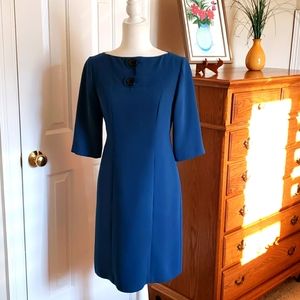 BarriePace Folded Yoke Sheath Career Dress Peacock EUC